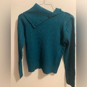 Teal Green Button Neck Sweater